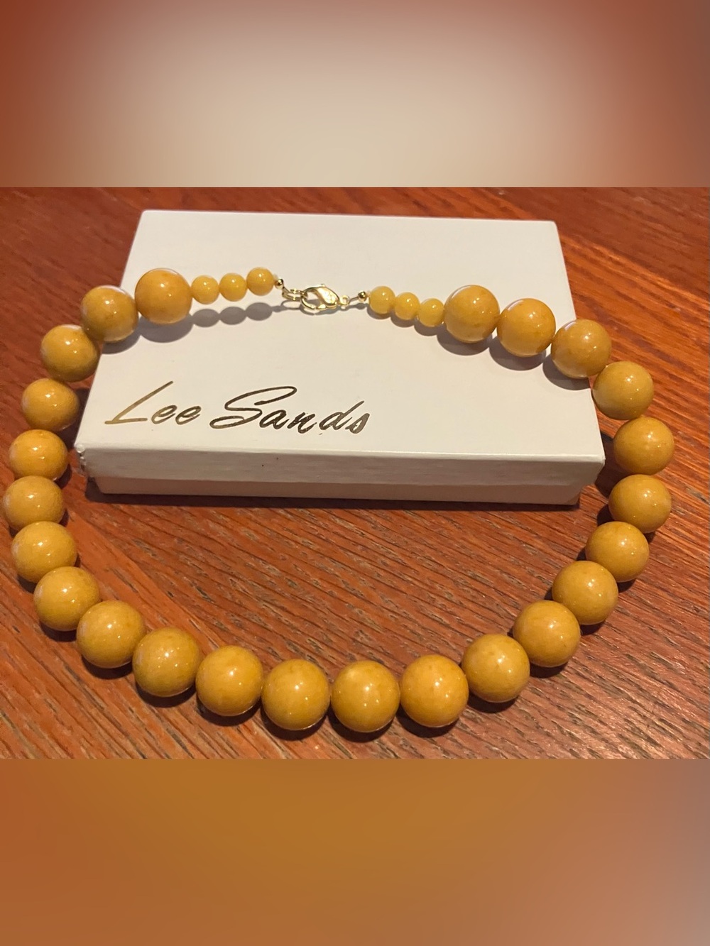 NEW Lee Sands Yellow Bead Necklace - Classic Women's Jewelry 18” Vintage